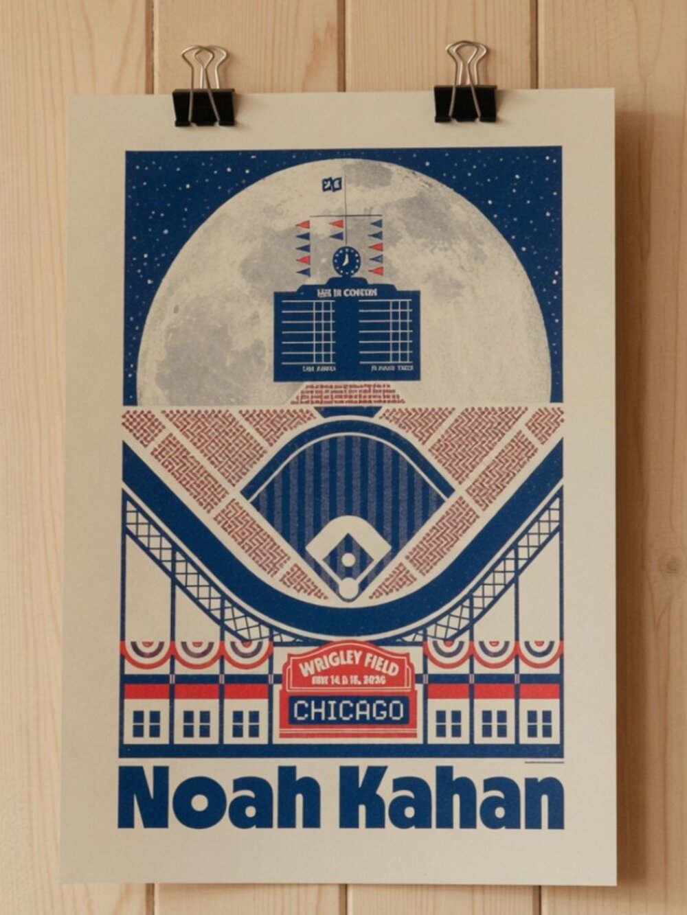 Noah Kahan 2026 Wrigley Field Home Chicago Cubs July 14-15 2026 Poster